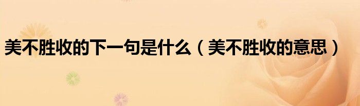 美不胜收的下一句是什么（美不胜收的意思）