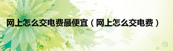 网上怎么交电费最便宜（网上怎么交电费）