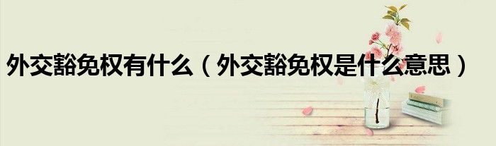 外交豁免权有什么（外交豁免权是什么意思）