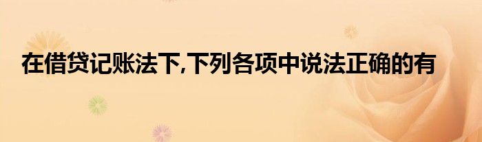 在借贷记账法下,下列各项中说法正确的有