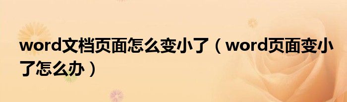 word文档页面怎么变小了（word页面变小了怎么办）