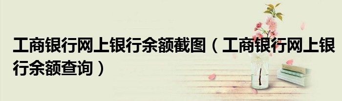 工商银行网上银行余额截图（工商银行网上银行余额查询）