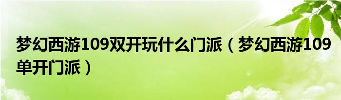 梦幻西游109双开玩什么门派（梦幻西游109单开门派）