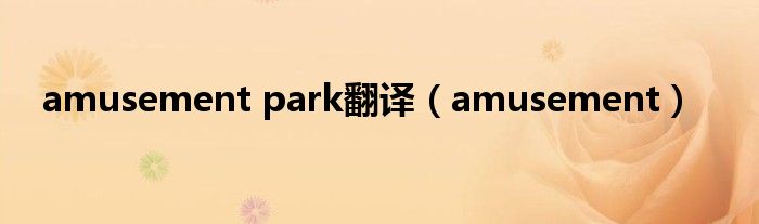 amusement park翻译(amusement)