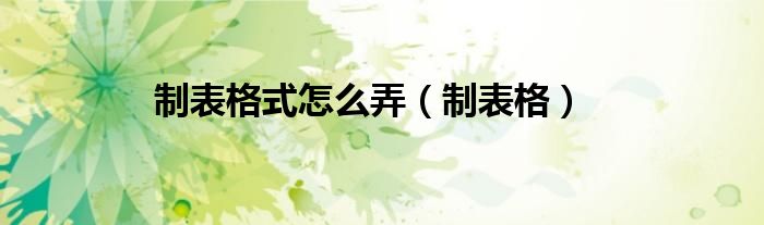 制表格式怎么弄（制表格）