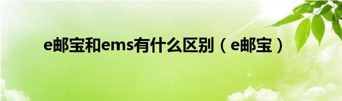e邮宝和ems有什么区别（e邮宝）
