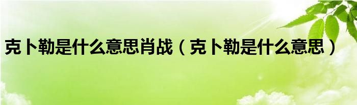 克卜勒是什么意思肖战（克卜勒是什么意思）