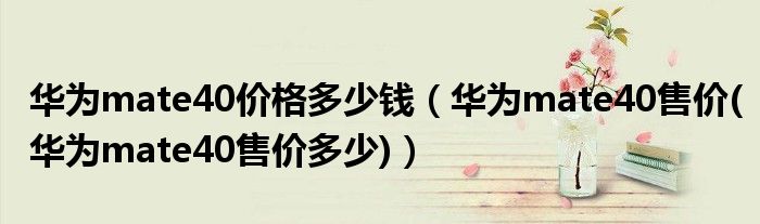 华为mate40价格多少钱(华为mate40售价(华为mate40售价多少))