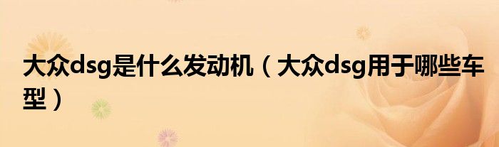 大众dsg是什么发动机(大众dsg用于哪些车型)