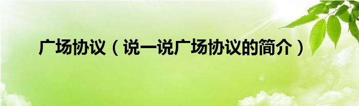 广场协议(说一说广场协议的简介)