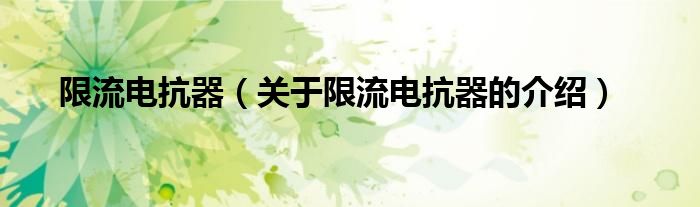 限流电抗器（关于限流电抗器的介绍）