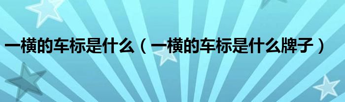 一横的车标是什么（一横的车标是什么牌子）