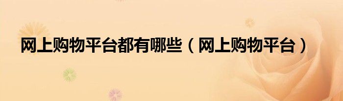 网上购物平台都有哪些（网上购物平台）