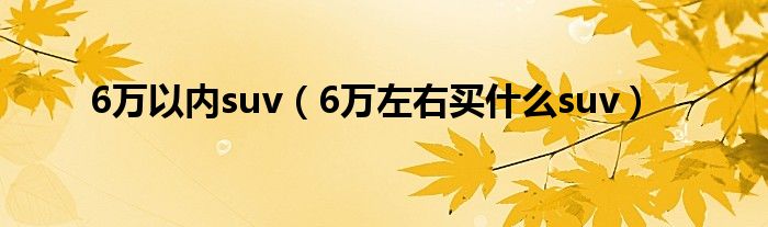 6万以内suv(6万左右买什么suv)
