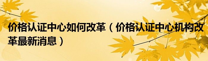 价格认证中心如何改革（价格认证中心机构改革最新消息）